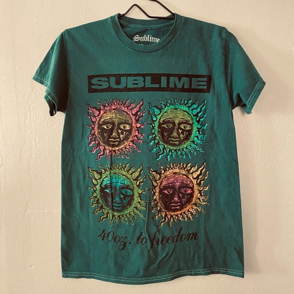 Sublime Green Sun Graphic T Shirt Distressed Cotton Short Sleeve Tee Size Small - Picture 8 of 8